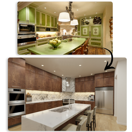 kitchen remodeled and virtually staged