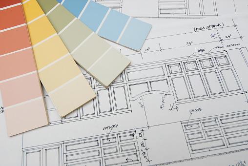 blue prints and paint samples